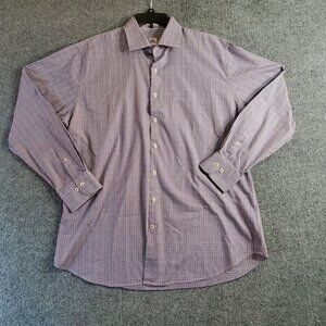 Peter Millar Shirt Adult XL Purple Checker  Button Up Long Sleeve Preppy Mens